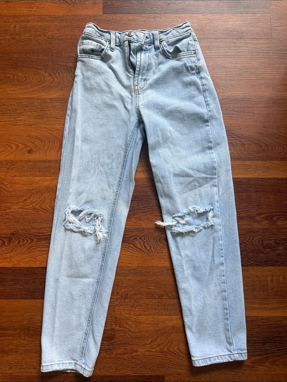 wild fable Light Blue High-Rise Distressed Mom Jeans